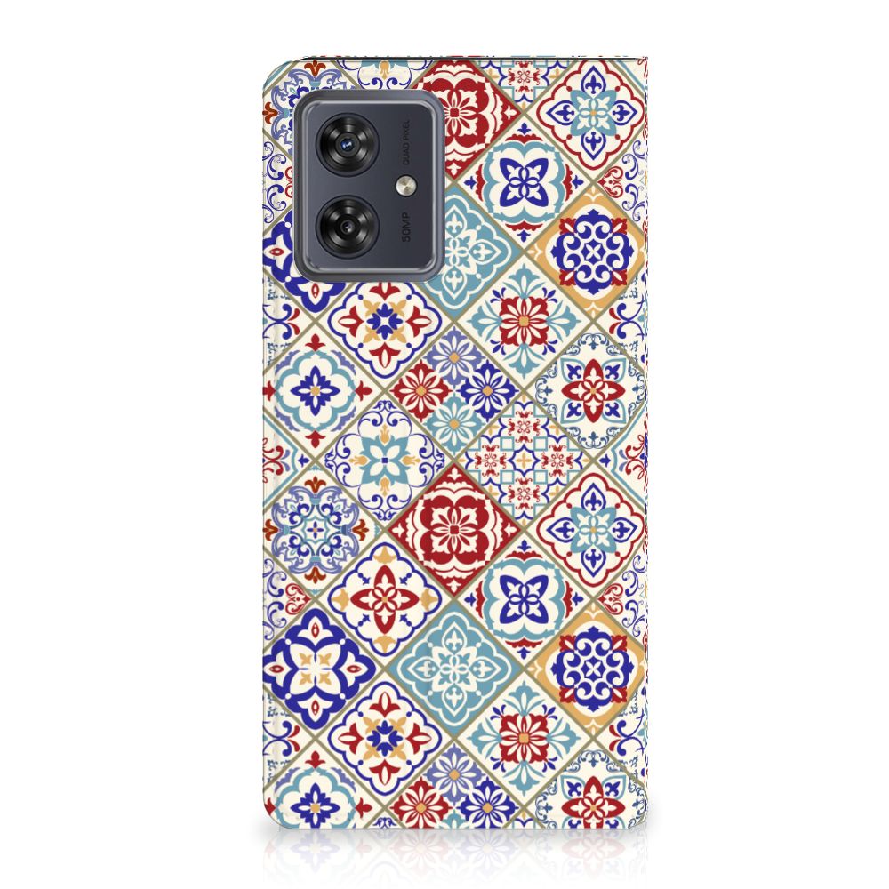 Motorola Moto G54 Standcase Tiles Color hoesje design tegel aanzicht