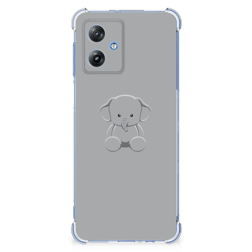 Motorola Moto G54 Stevig Bumper Hoesje Grijs Baby Olifant achterzijde