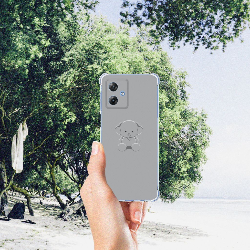 Motorola Moto G54 Stevig Bumper Hoesje Grijs Baby Olifant aanzicht