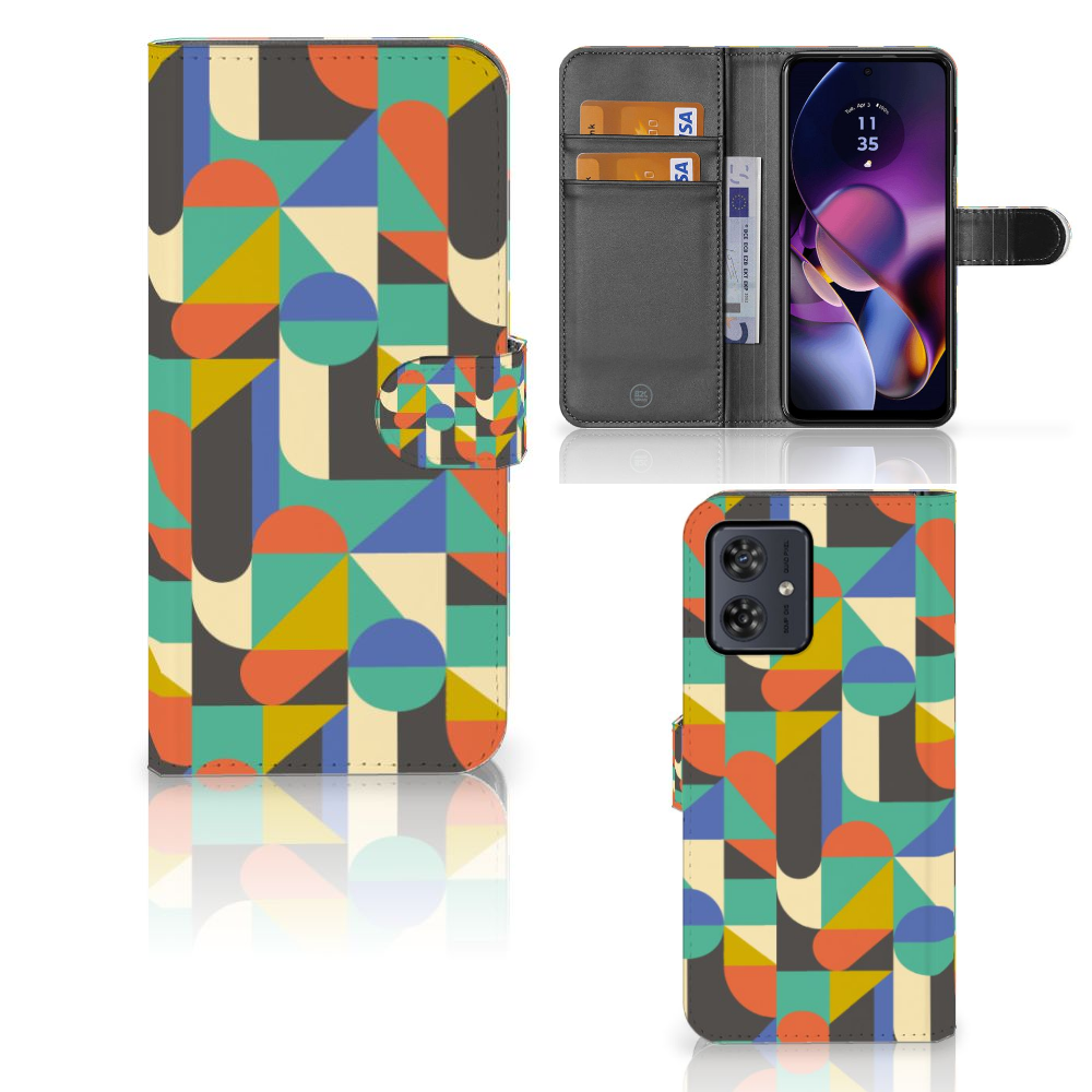 Motorola Moto G54 Telefoon Hoesje Funky Retro met kleurrijk patroon, bescherming en gebruiksgemak 🎨.