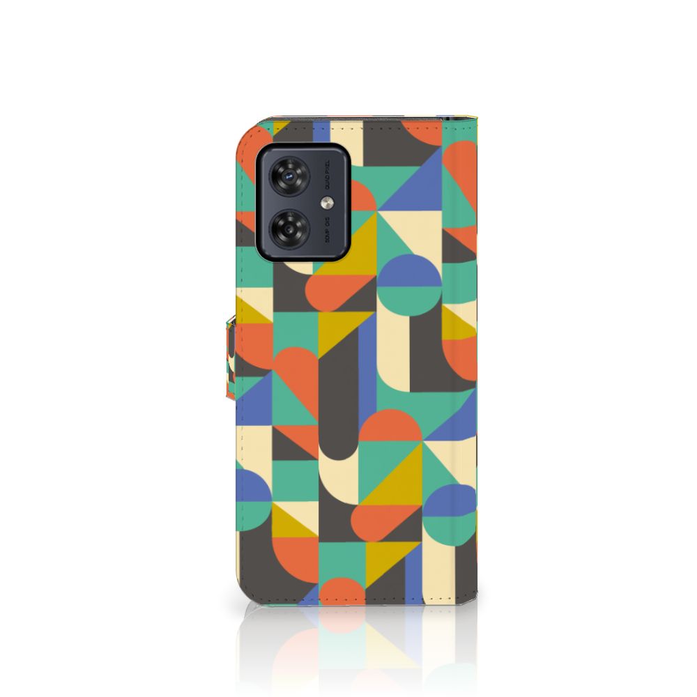 Motorola Moto G54 Telefoon Hoesje Funky Retro met kleurrijk geometrisch patroon voor optimale bescherming en stijl.