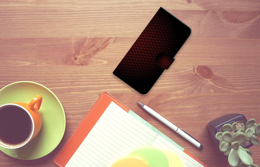 Motorola Moto G54 Telefoon Hoesje Geruit Rood design minimalistisch aanzicht