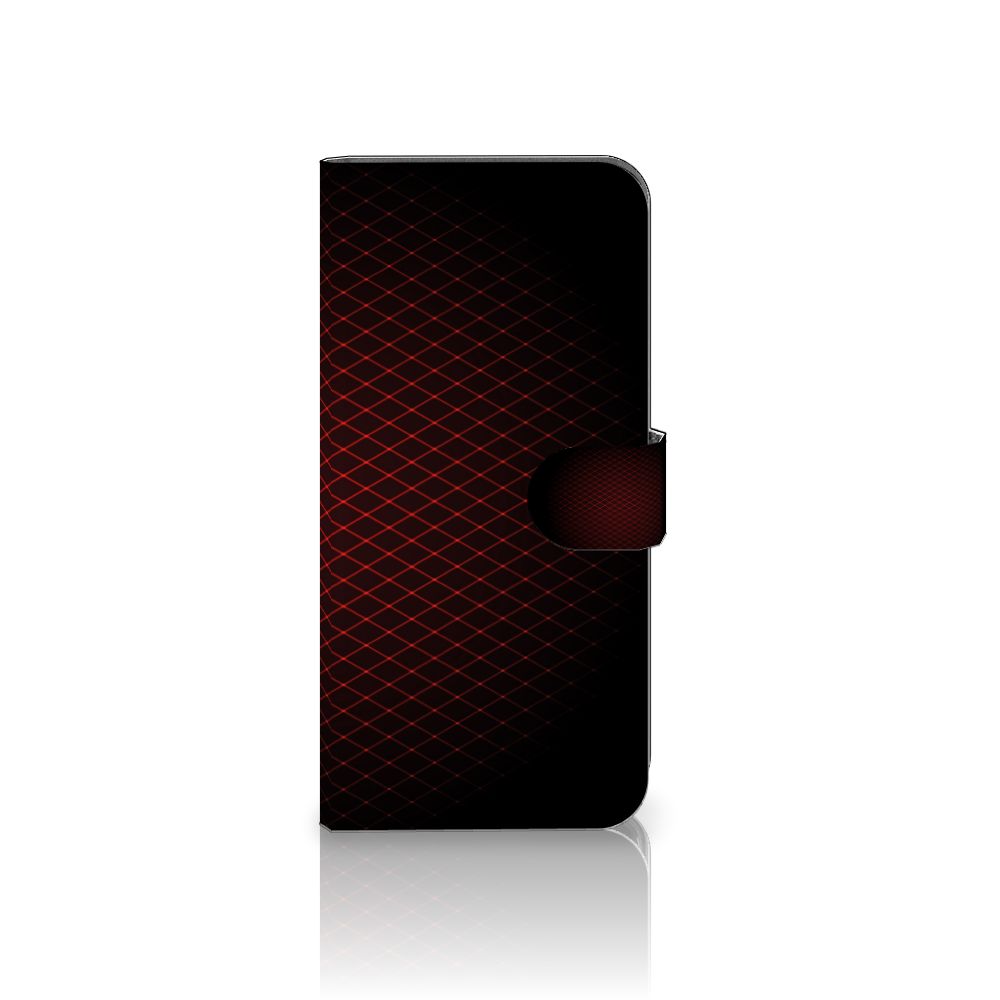 Motorola Moto G54 Telefoon Hoesje Geruit Rood hoesje ruit patroon zwart rood aanzicht