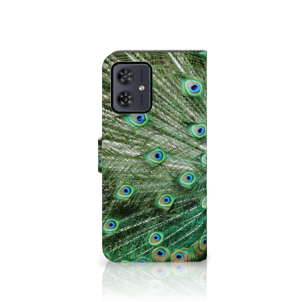 Motorola Moto G54 Telefoonhoesje met Pasjes Pauw hoesje pauwdesign zijkant