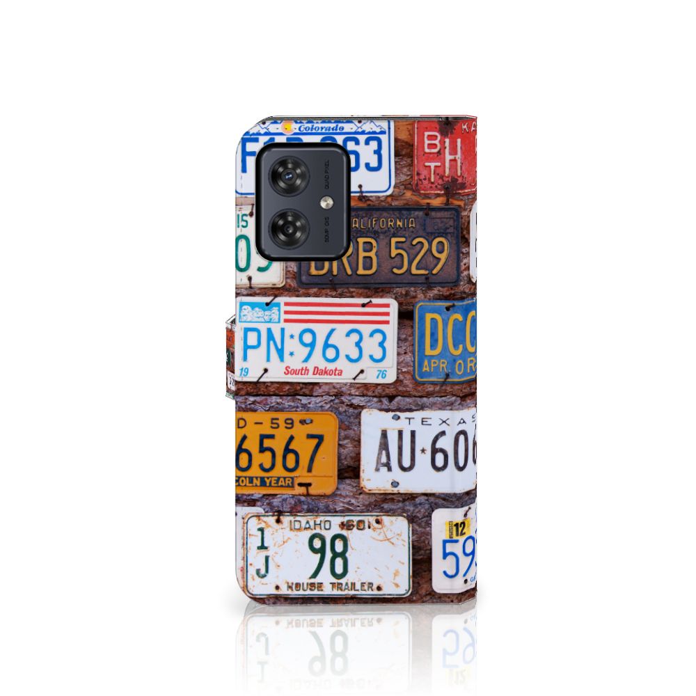 Motorola Moto G54 Telefoonhoesje met foto Kentekenplaten design collage aanzicht