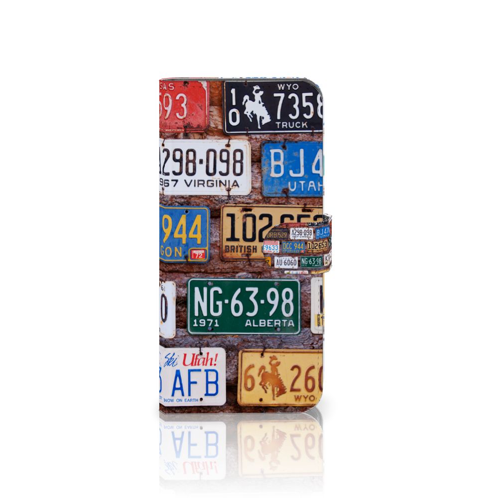 Motorola Moto G54 Telefoonhoesje met foto Kentekenplaten collage kleurrijk aanzicht