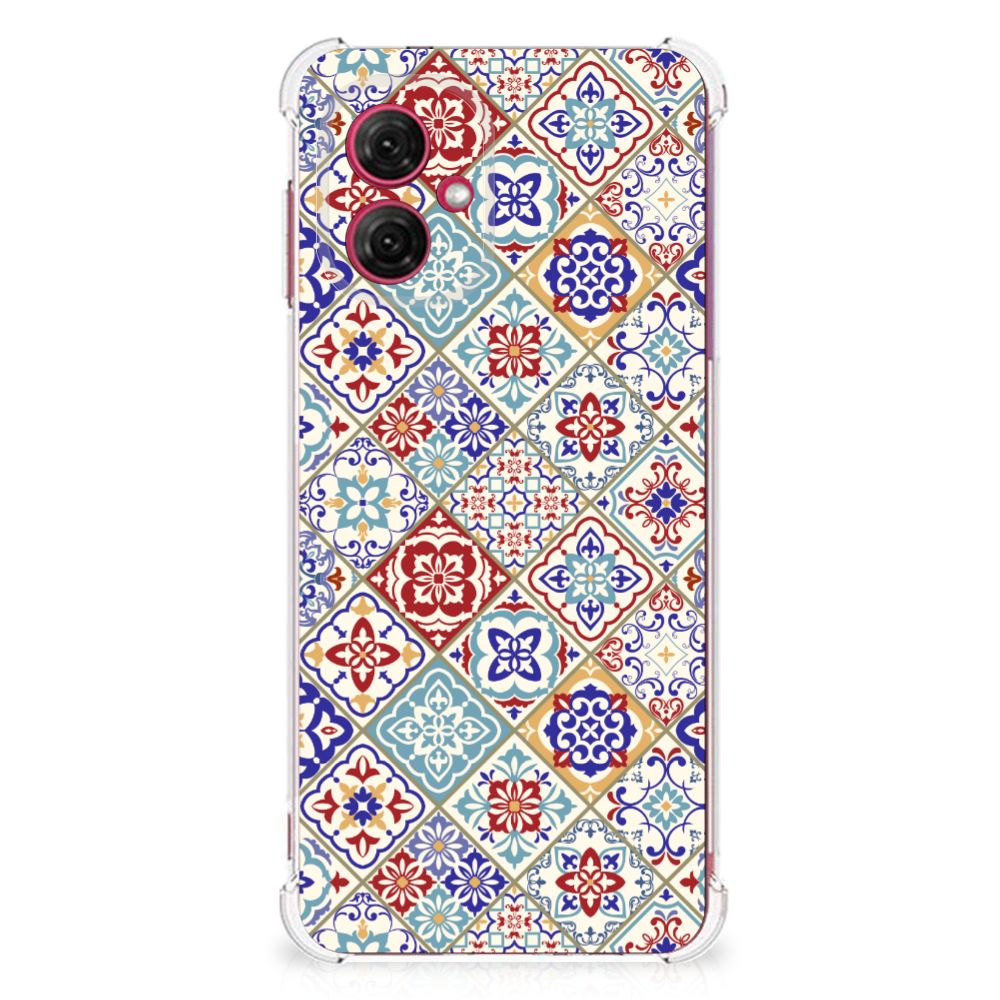 Motorola Moto G55 Anti-Shock Hoesje Tiles Color achterkant design