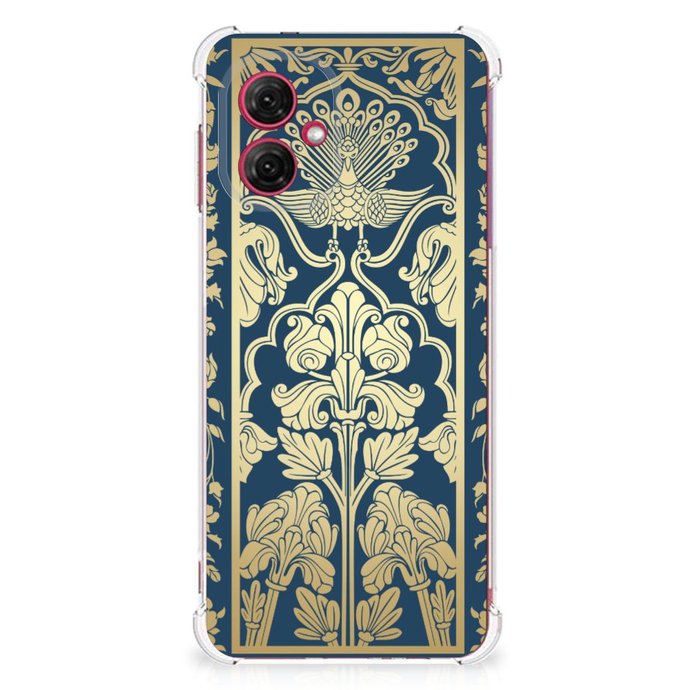 Motorola Moto G55 Case Beige Flowers design peacock floral blue