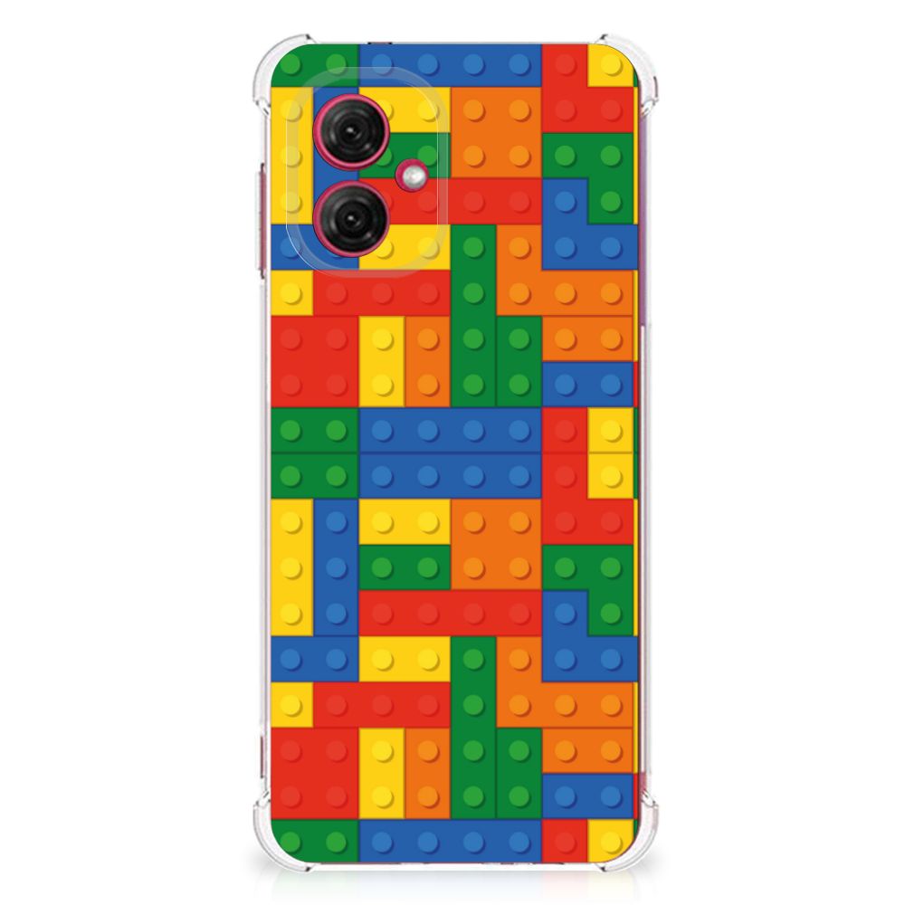 Motorola Moto G55 Doorzichtige Silicone Hoesje Blokken achterkant kleurrijk blokken design
