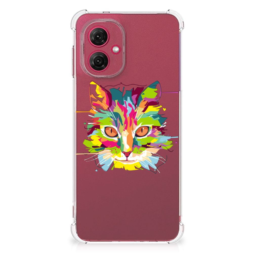Motorola Moto G55 Stevig Bumper Hoesje Cat Color achteraanzicht
