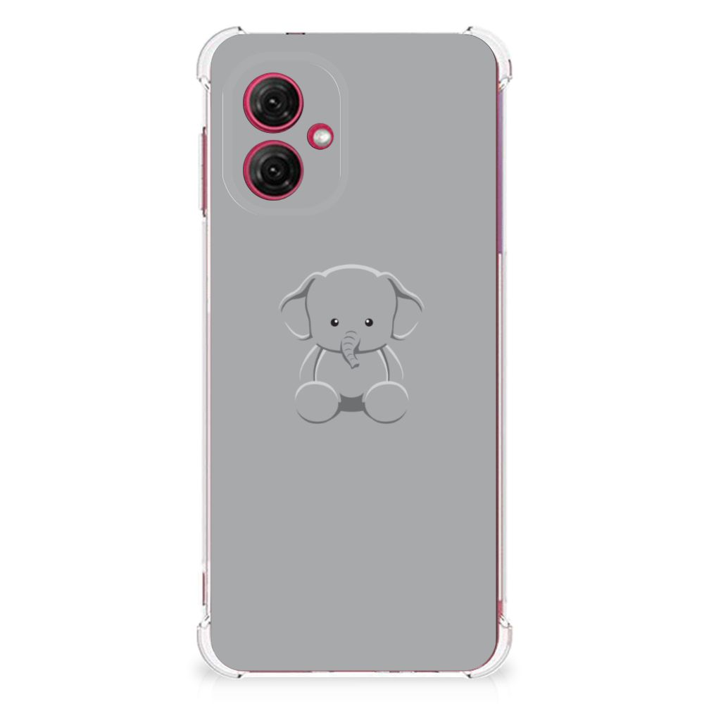 Motorola Moto G55 Stevig Bumper Hoesje Grijs Baby Olifant achterkant