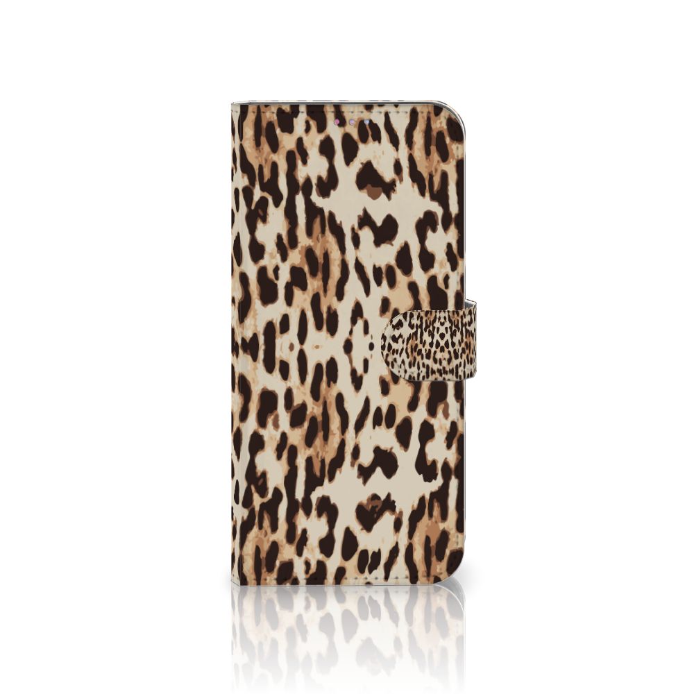 Motorola Moto G60s Telefoonhoesje met Pasjes Leopard telefoonhoesje leopard design voorkant