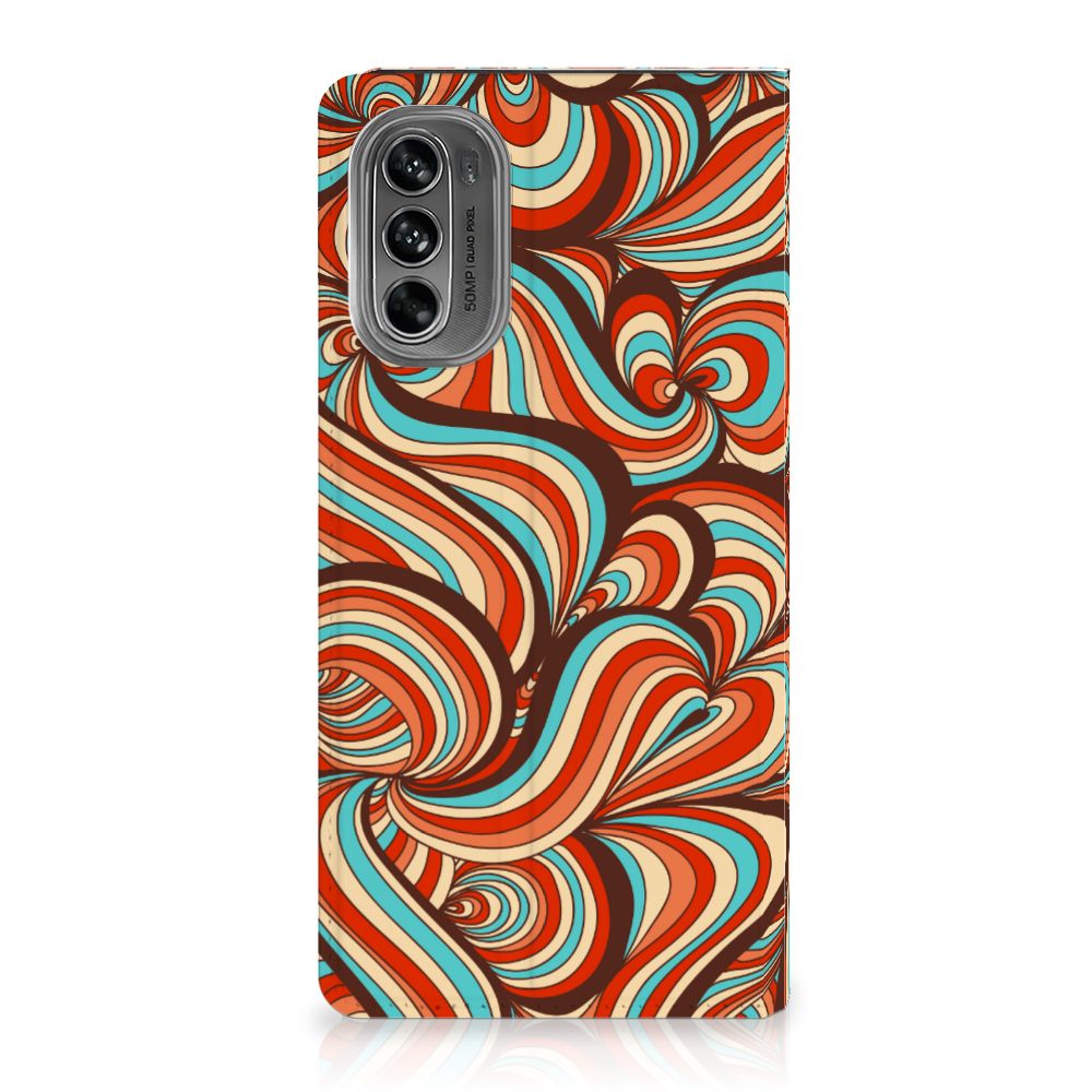Motorola Moto G62 5G Bookcase Retro retro design kleurrijk aanzicht