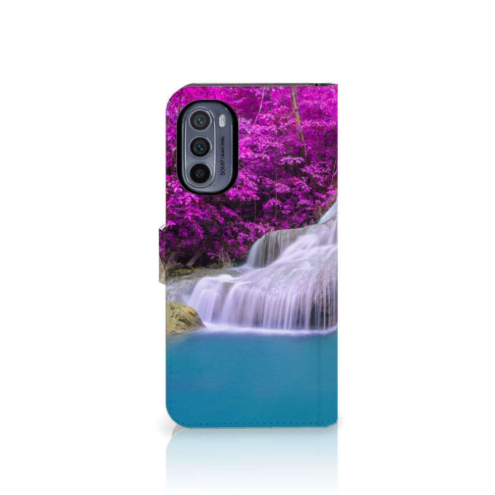 Motorola Moto G62 5G Flip Cover Waterval flipcover waterval paarse bomen