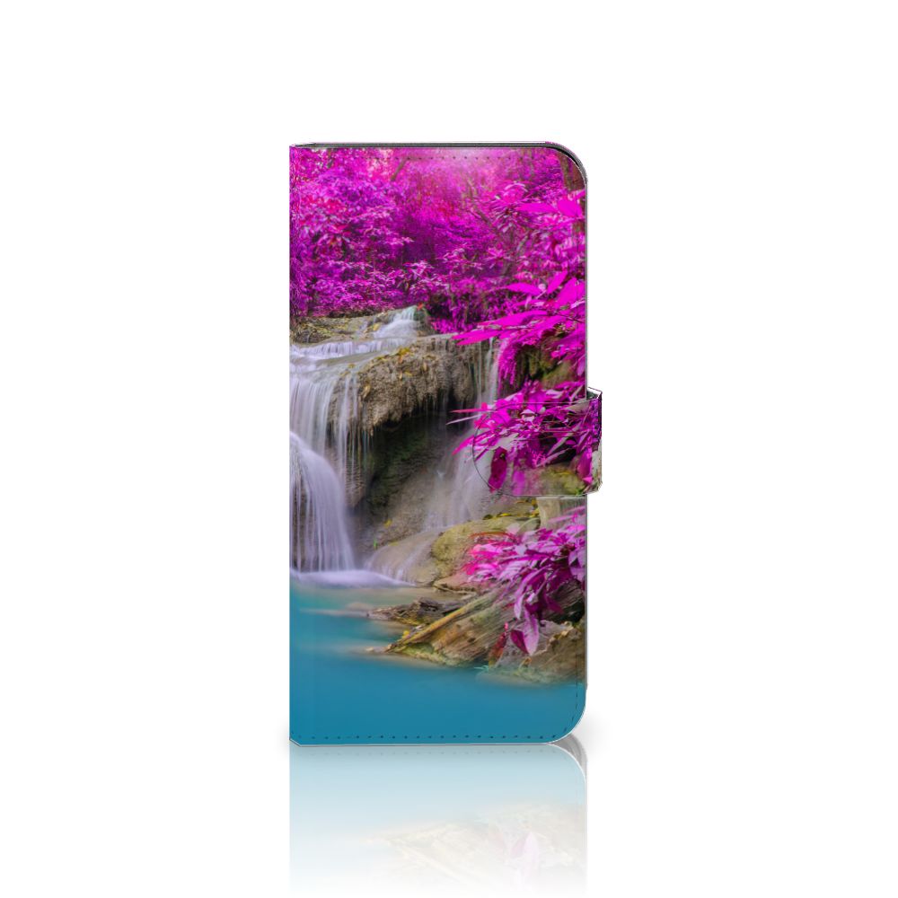 Motorola Moto G62 5G Flip Cover Waterval design waterval paarse bomen aanzicht