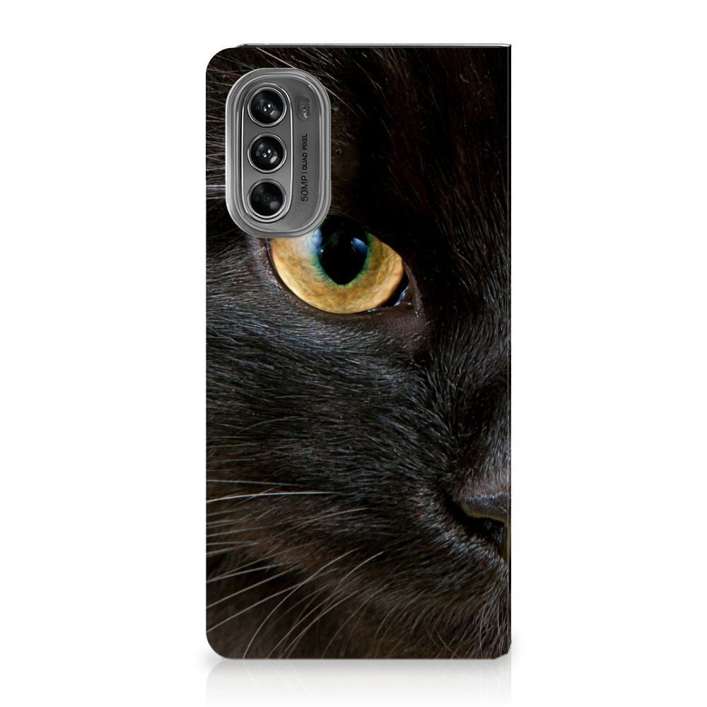 Motorola Moto G62 5G Hoesje maken Zwarte Kat hoesje voorkant zwarte kat ogen