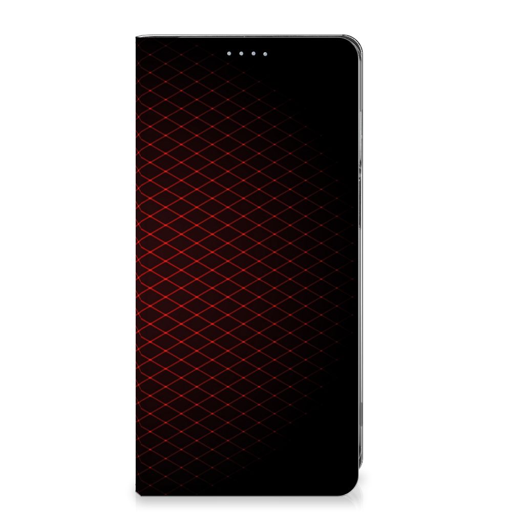 Motorola Moto G62 5G Hoesje met Magneet Geruit Rood design geruit zwart