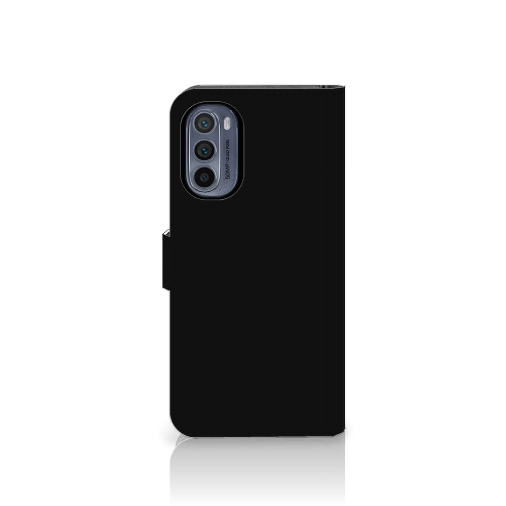 Motorola Moto G62 5G Leuk Hoesje Boho Text zwart aanzicht