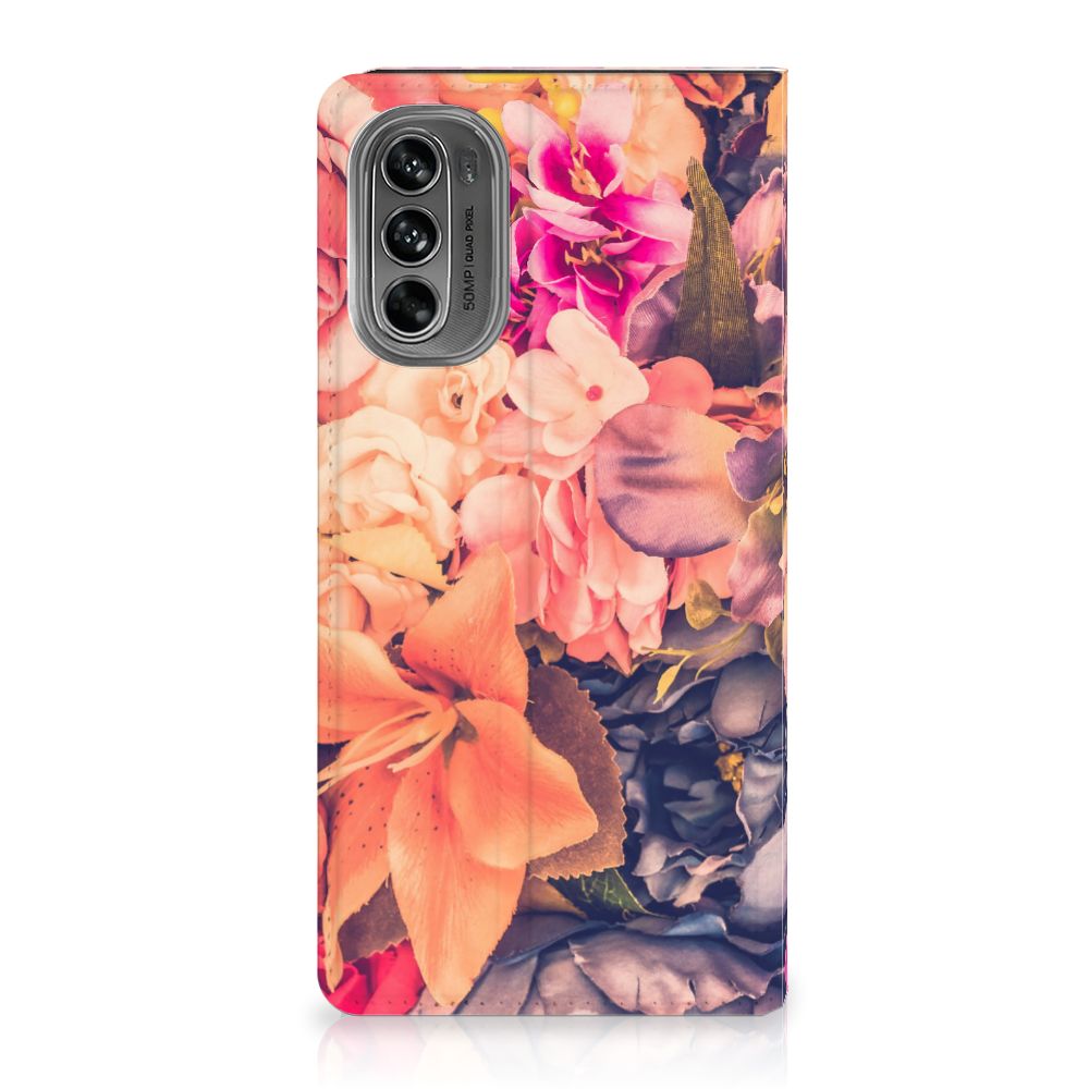 Motorola Moto G62 5G Smart Cover Bosje Bloemen design bloemen voorkant