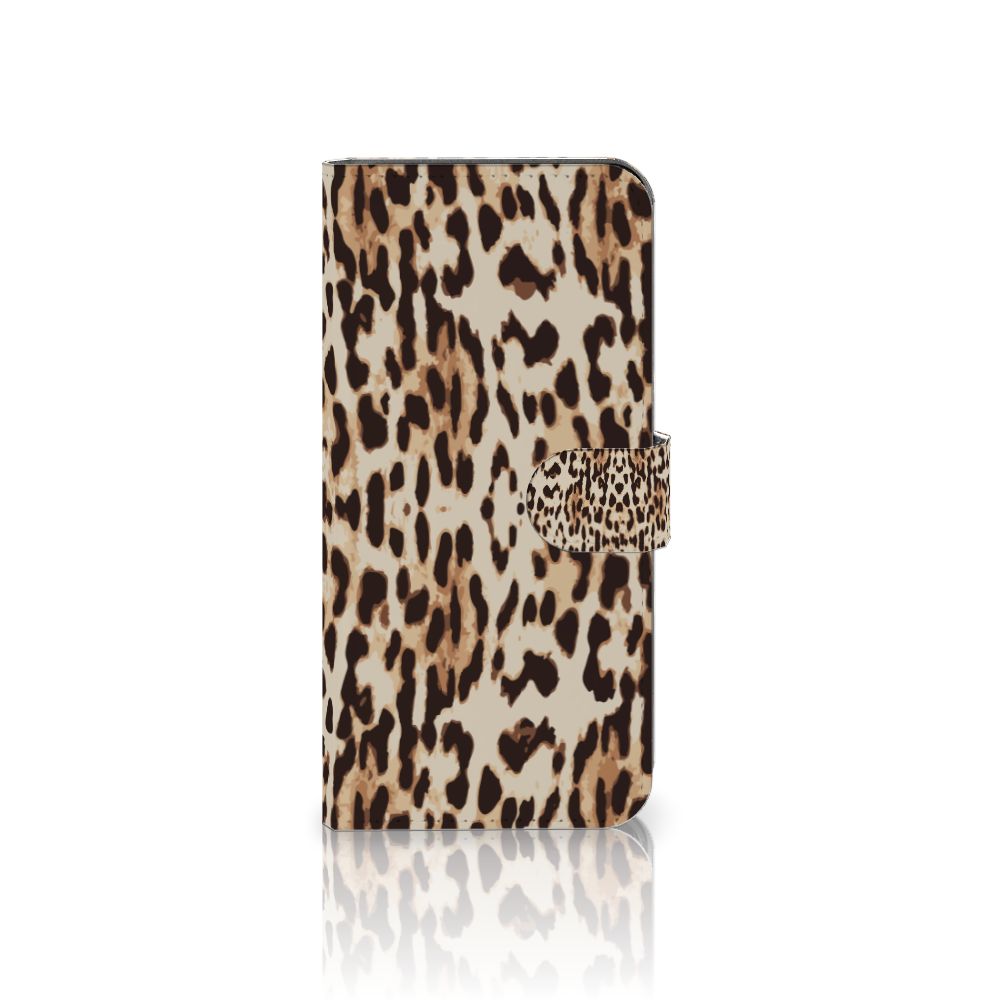 Motorola Moto G62 5G Telefoonhoesje met Pasjes Leopard hoesje panterprint aanzicht