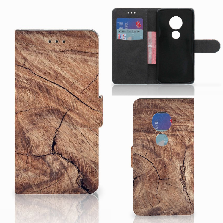 Motorola Moto G7 Play Book Style Case Tree Trunk hoesje boomstam design aanzicht