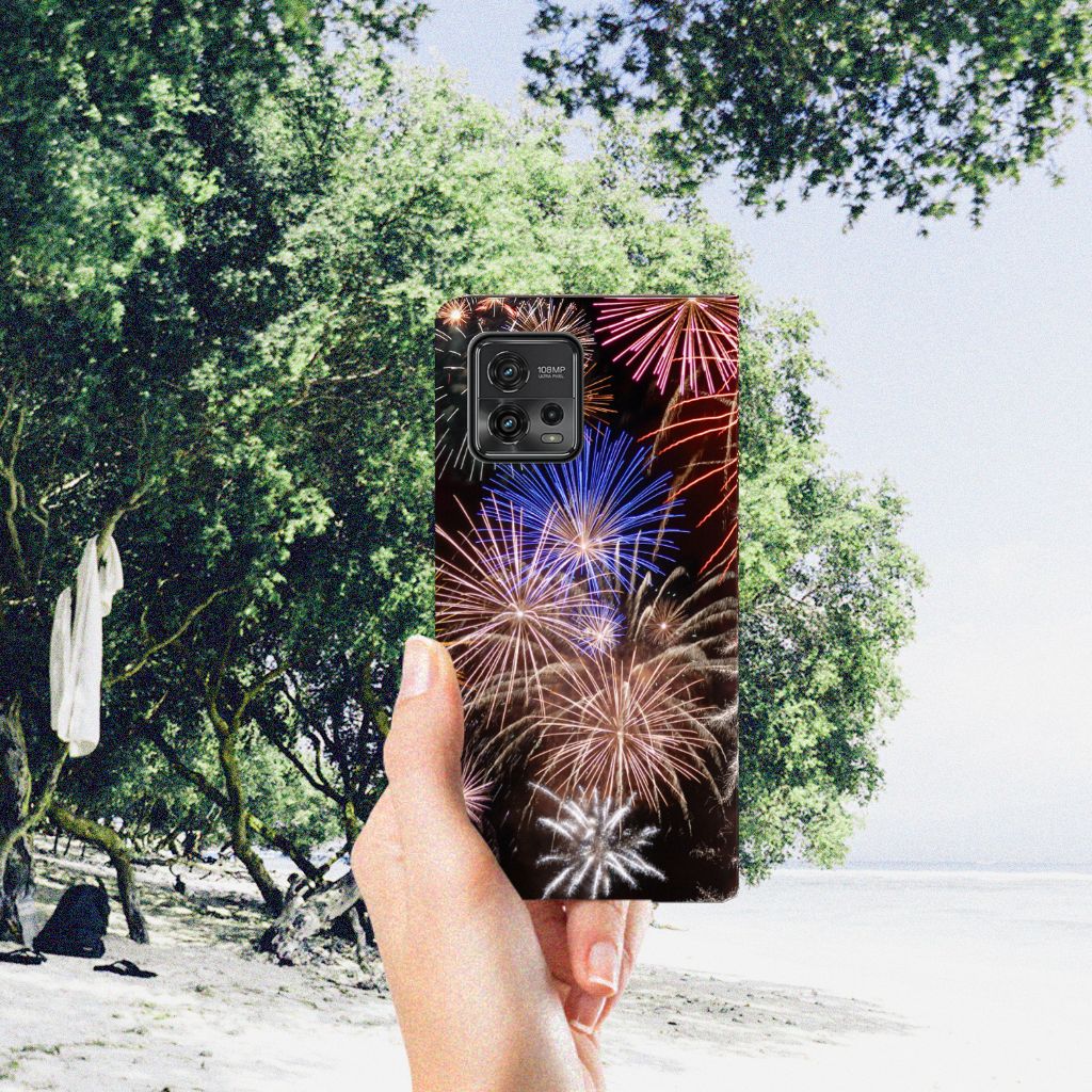 Motorola Moto G72 Hippe Standcase Vuurwerk siervuurwerk hand strand