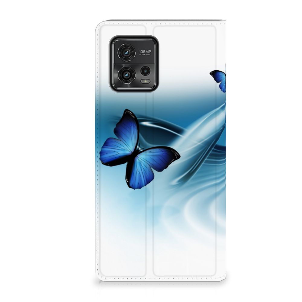 Motorola Moto G72 Hoesje maken Vlinders design blauw vlinders aanzicht