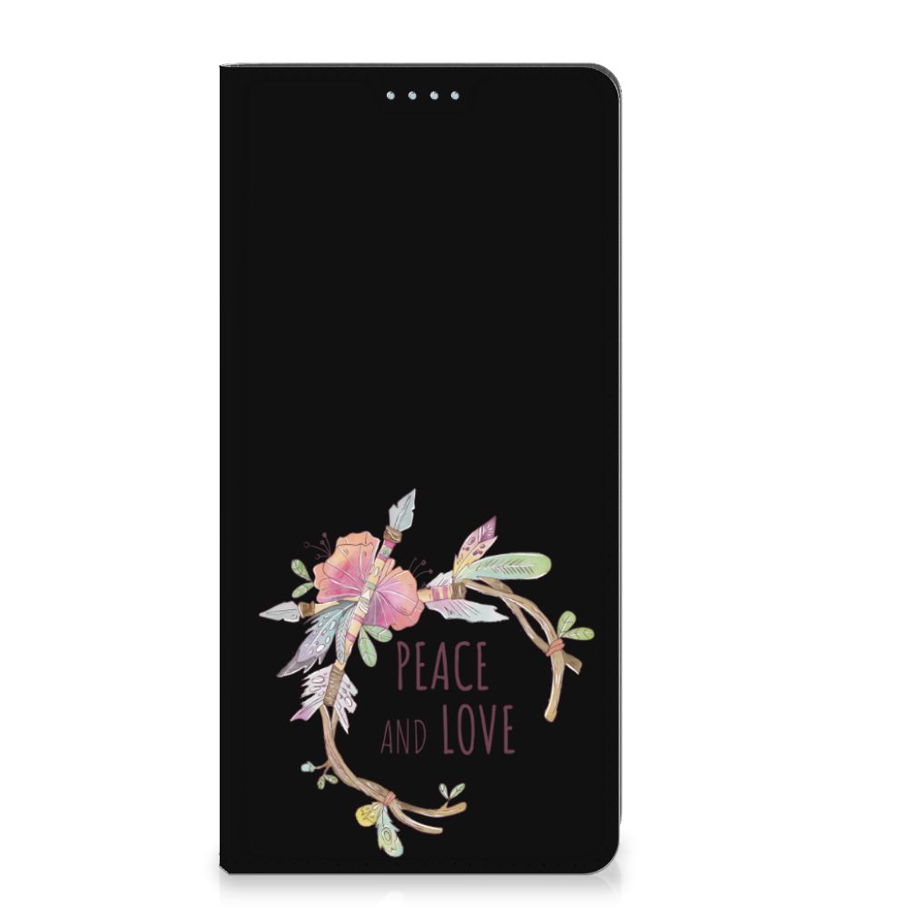 Motorola Moto G72 Magnet Case Boho Text voorkant ontwerp peace and love