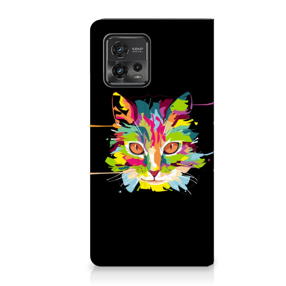 Motorola Moto G72 Magnet Case Cat Color met kleurrijke kattenontwerp voor unieke uitstraling en bescherming 🎨
