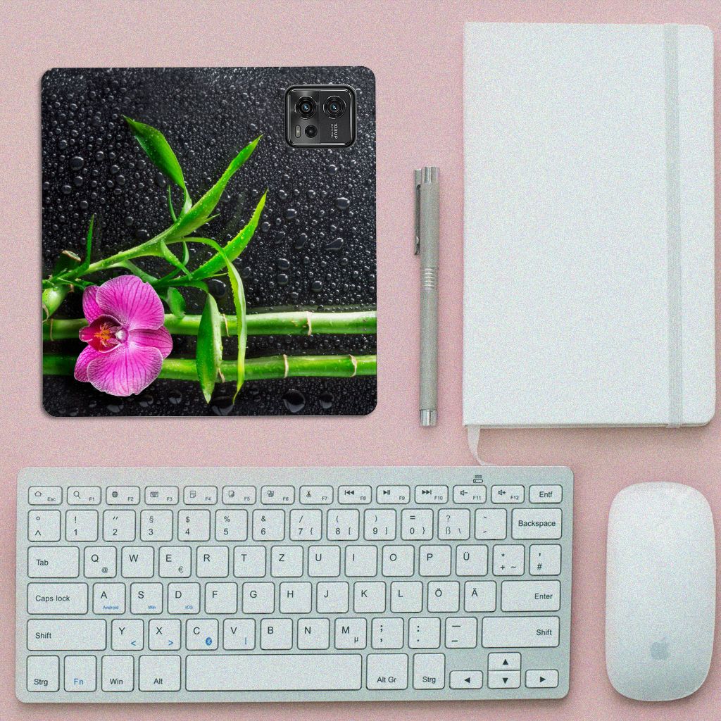 Motorola Moto G72 Smart Cover Orchidee design orchidee aanzicht