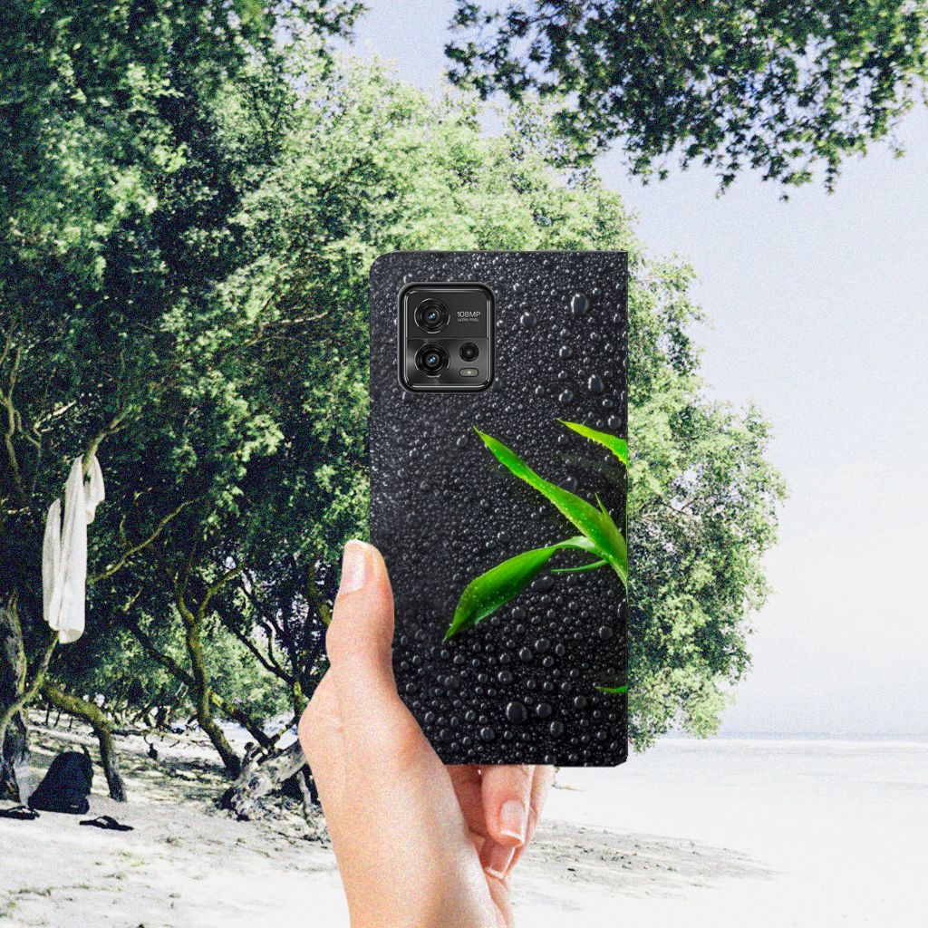 Motorola Moto G72 Smart Cover Orchidee design hoesje anzicht