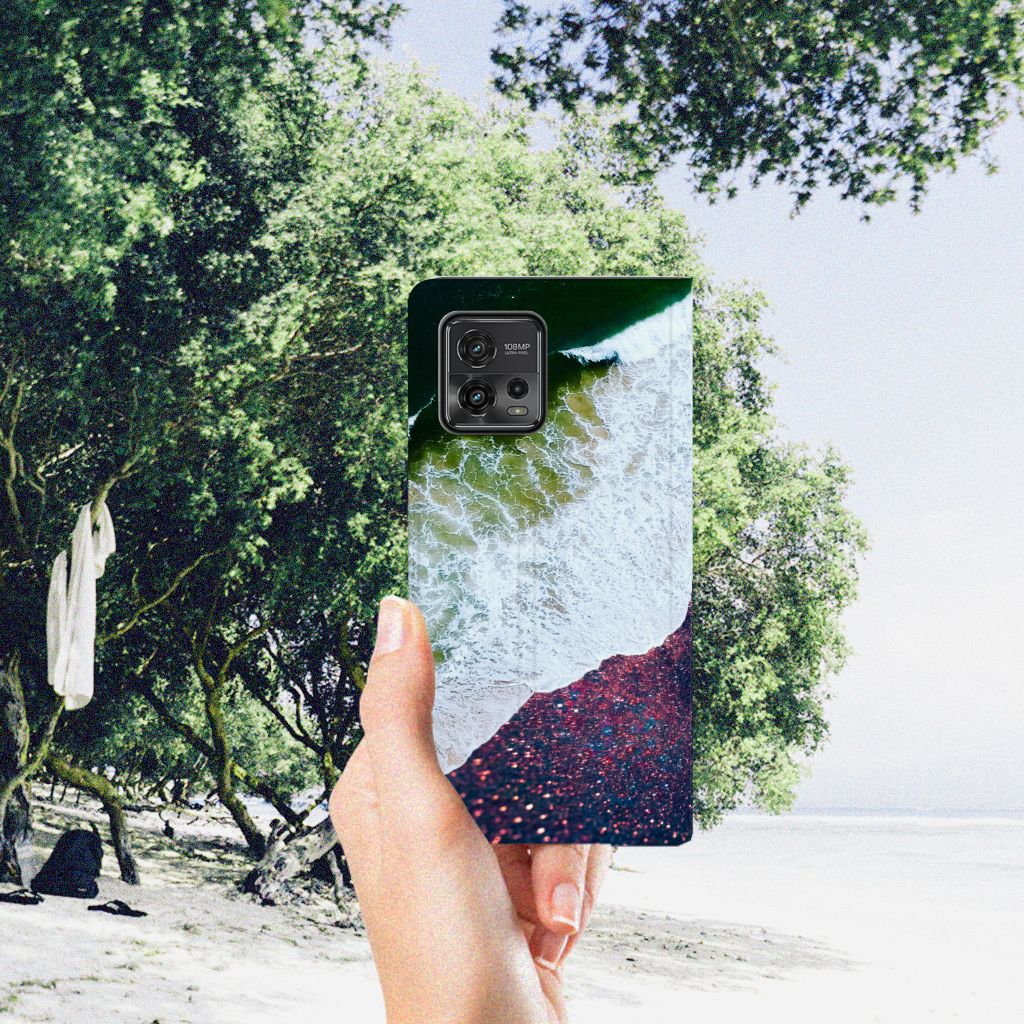 Motorola Moto G72 Stand Case Sea in Space hand strand natuur ontwerp