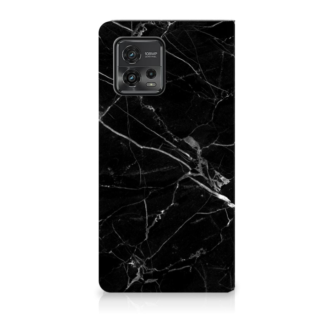 Motorola Moto G72 Standcase Marmer Zwart ontwerp zwart marmer achterkant