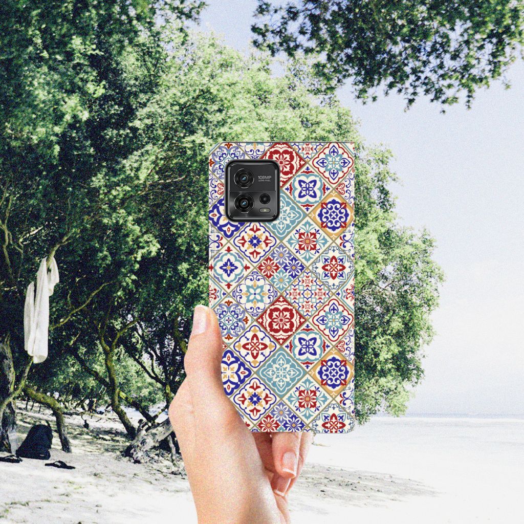 Motorola Moto G72 Standcase Tiles Color design Tiles Color aanzicht