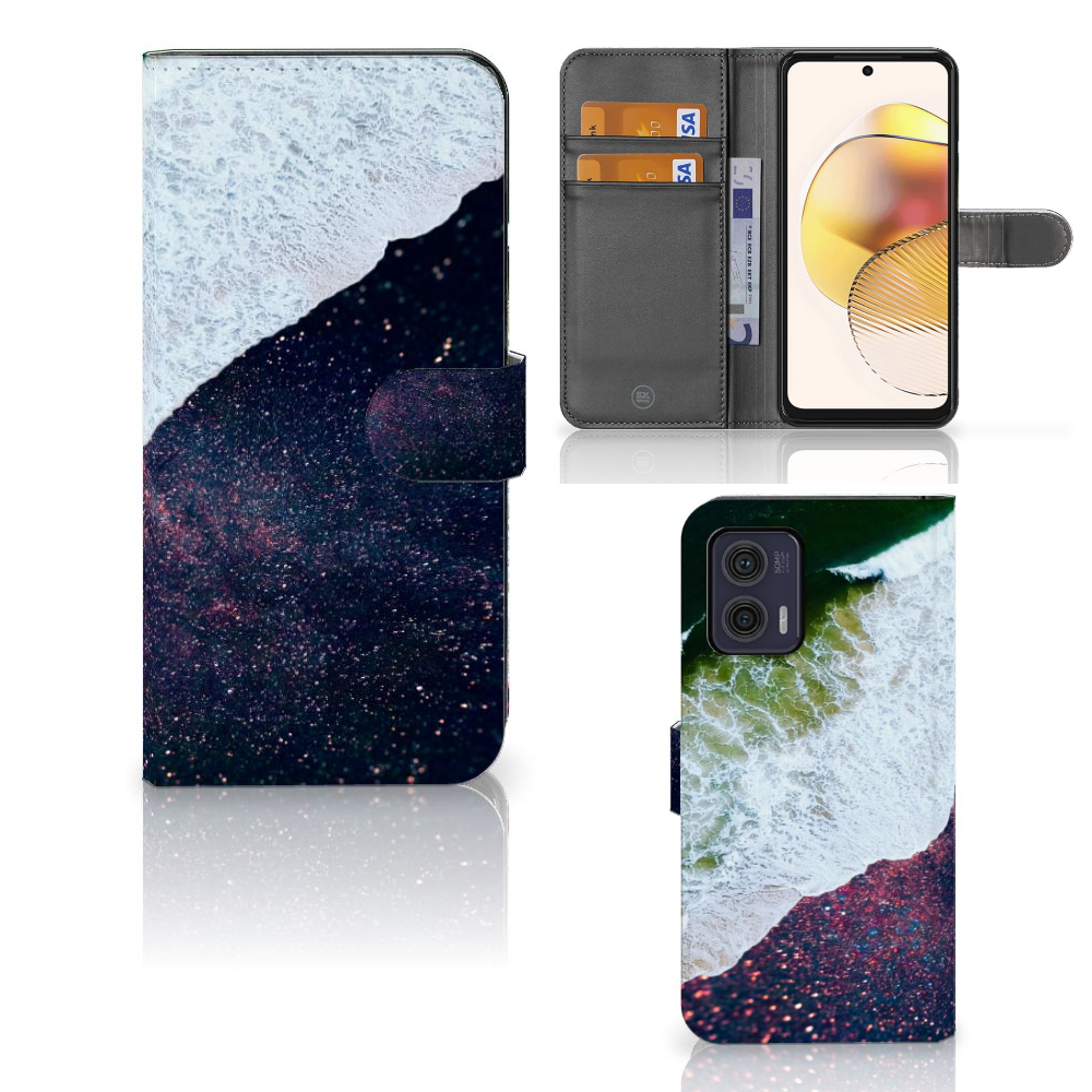 Motorola Moto G73 Book Case Sea in Space boekhoesje designnaam aanzicht