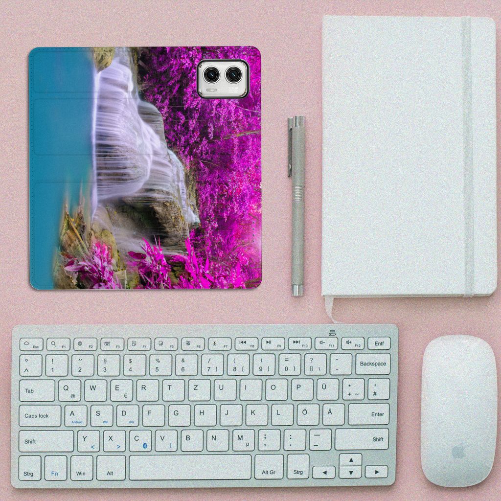 Motorola Moto G73 Book Cover Waterval design waterval aanzicht