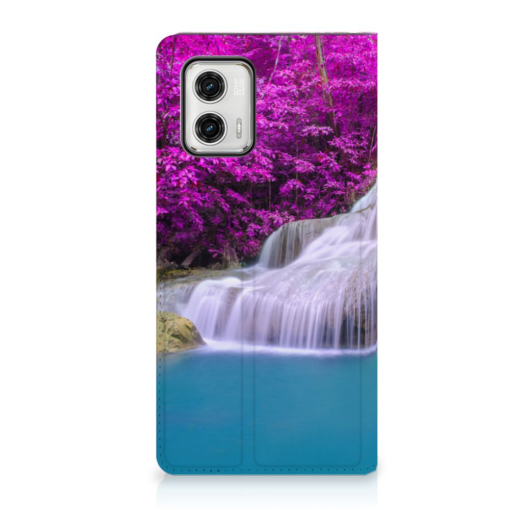Motorola Moto G73 Book Cover Waterval waterval bloemen aanzicht