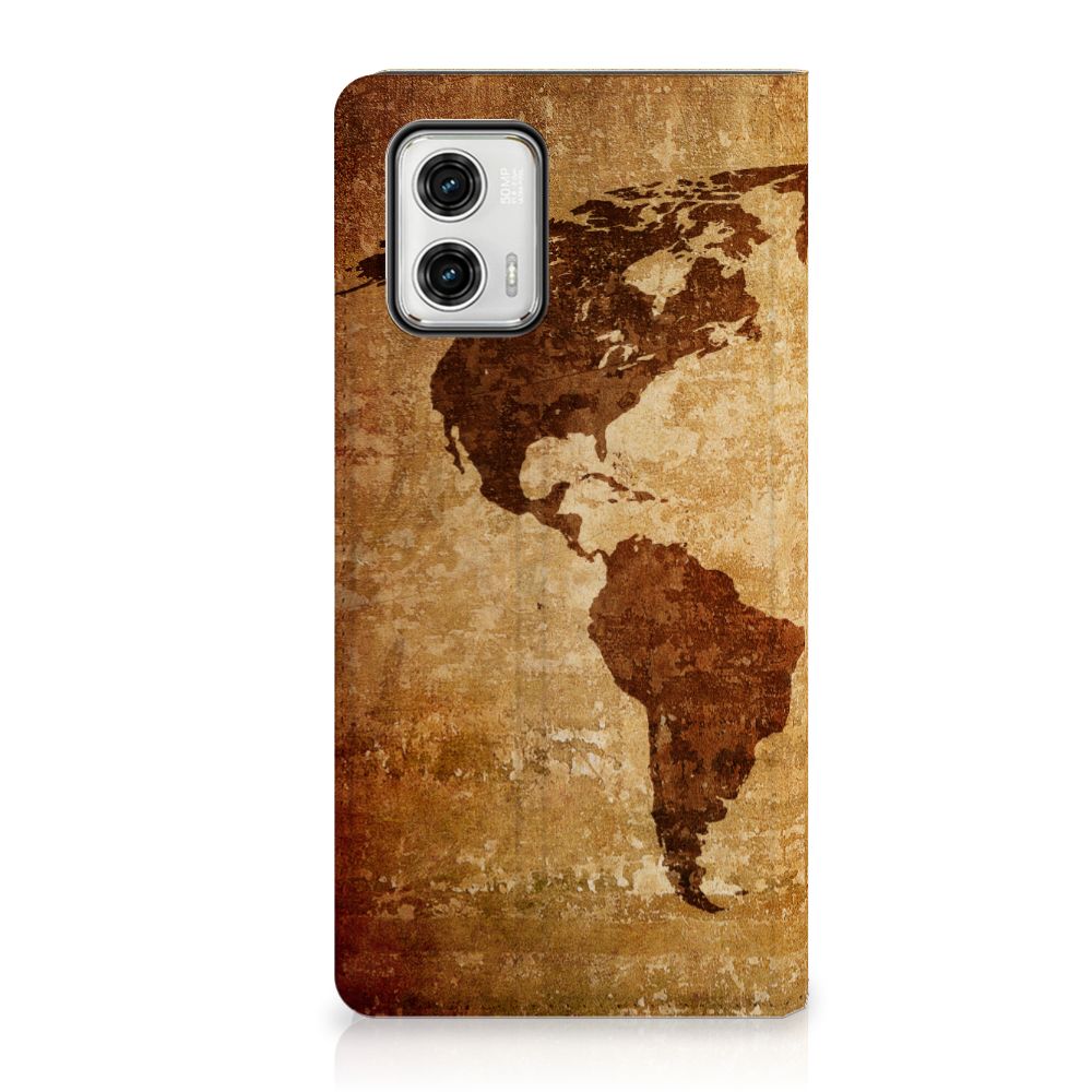Motorola Moto G73 Book Cover Wereldkaart hoesje wereldkaart design voorzijde