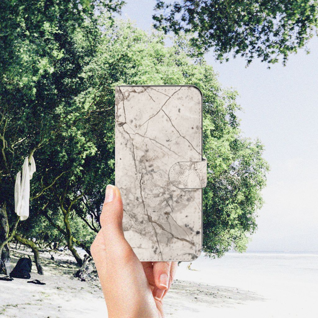 Motorola Moto G73 Bookcase Marmer Beige met unieke marmerprint voor stijl, bescherming en duurzaamheid.