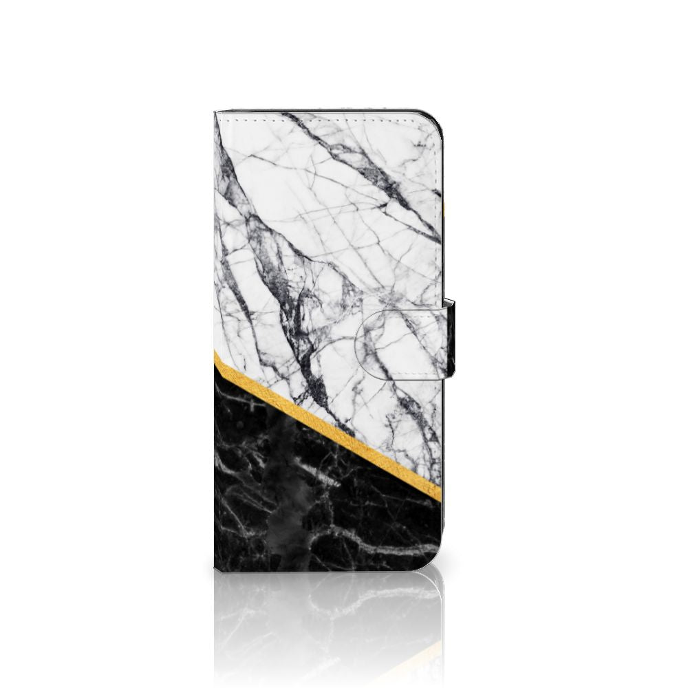 Motorola Moto G73 Bookcase Marmer Wit Zwart design marmer vooraanzicht