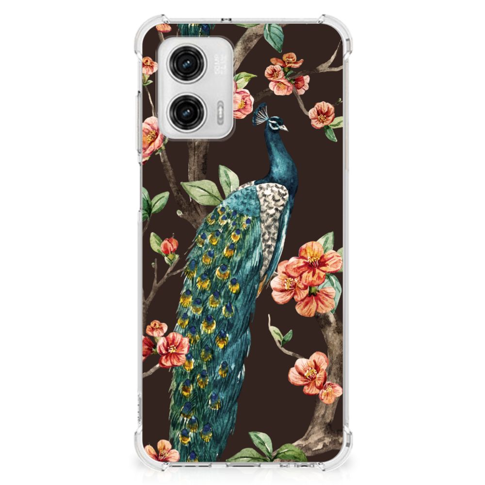 Motorola Moto G73 Case Anti-shock Pauw met Bloemen B2C Telecom