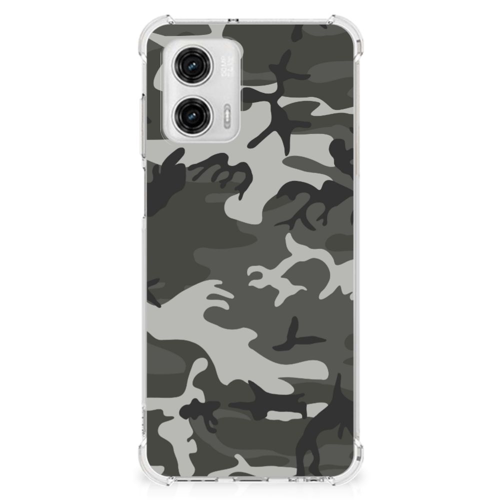 Motorola Moto G73 Doorzichtige Silicone Hoesje Army Light camouflage patroon aanzicht