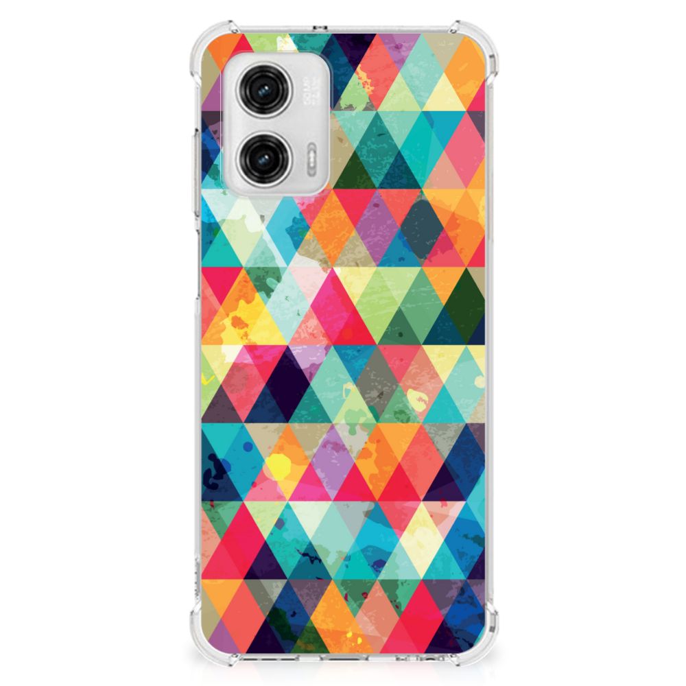 Motorola Moto G73 Doorzichtige Silicone Hoesje Geruit B2C Telecom
