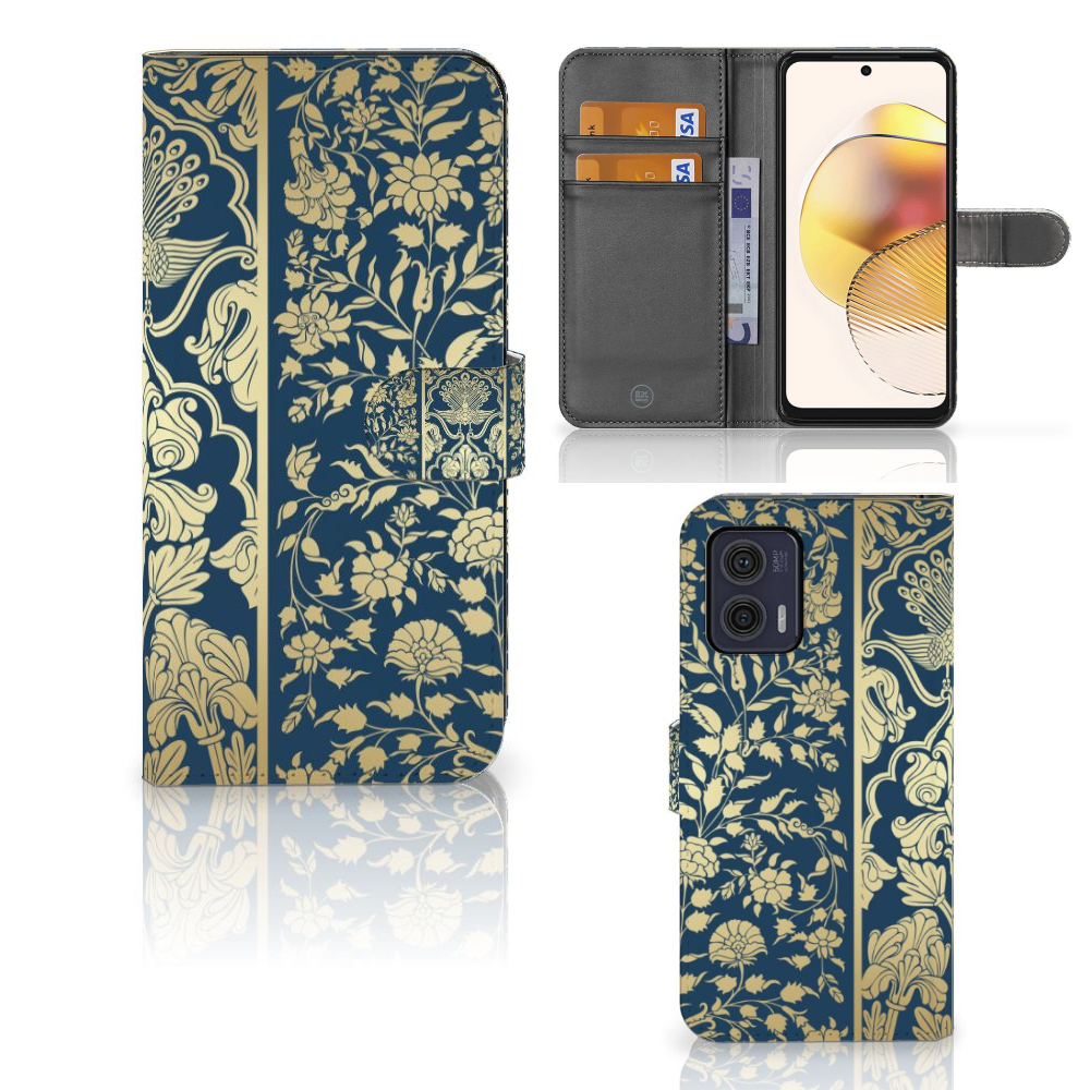 Motorola Moto G73 Hoesje Beige Flowers design Beige Flowers aanzicht