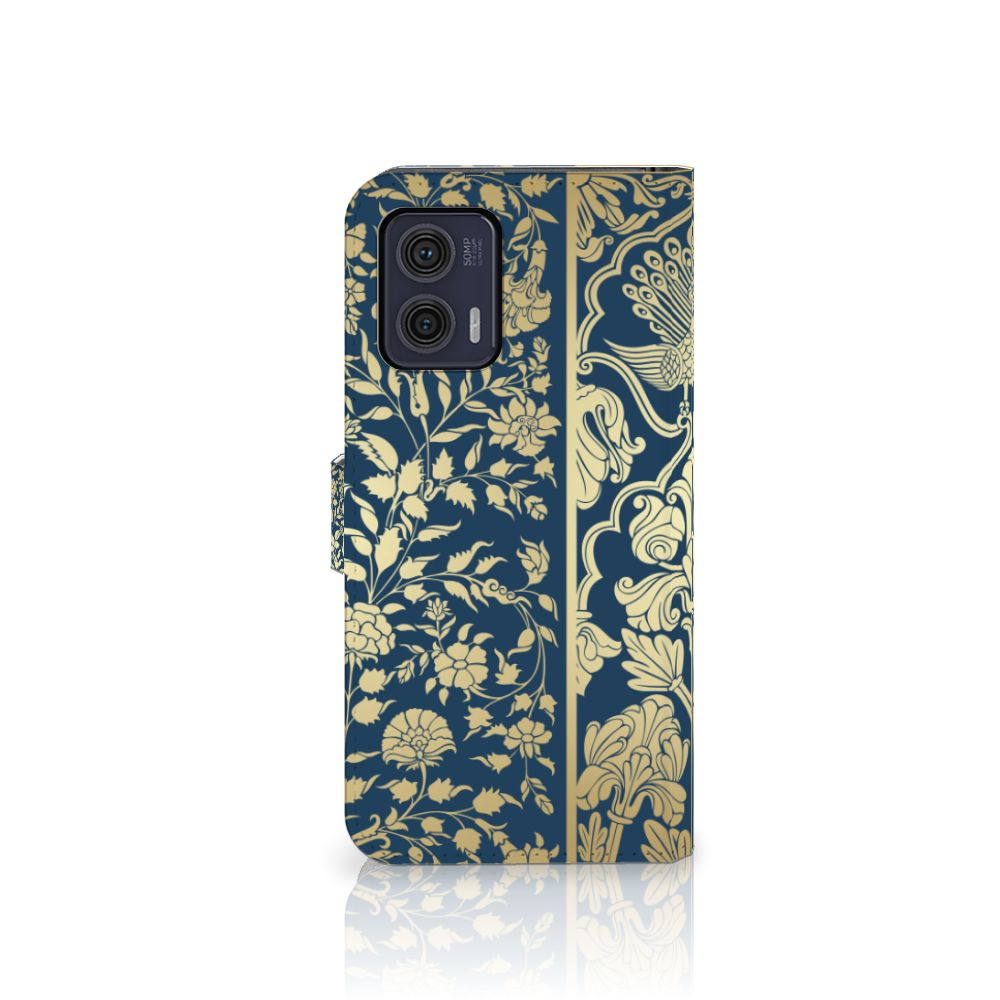Motorola Moto G73 Hoesje Beige Flowers design bloemen zijaanzicht