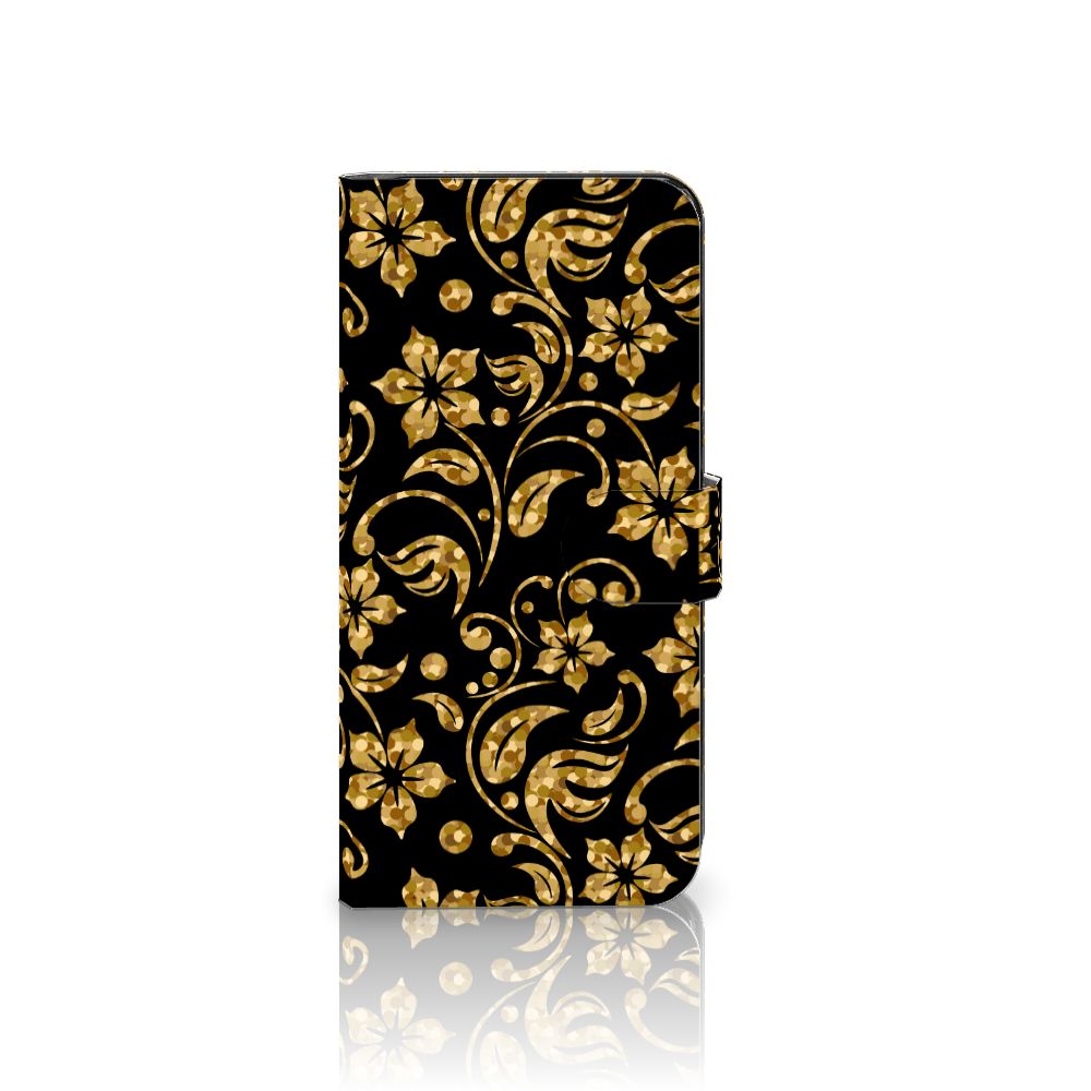 Motorola Moto G73 Hoesje Gouden Bloemen telefoonhoesje bloemen design vooraanzicht