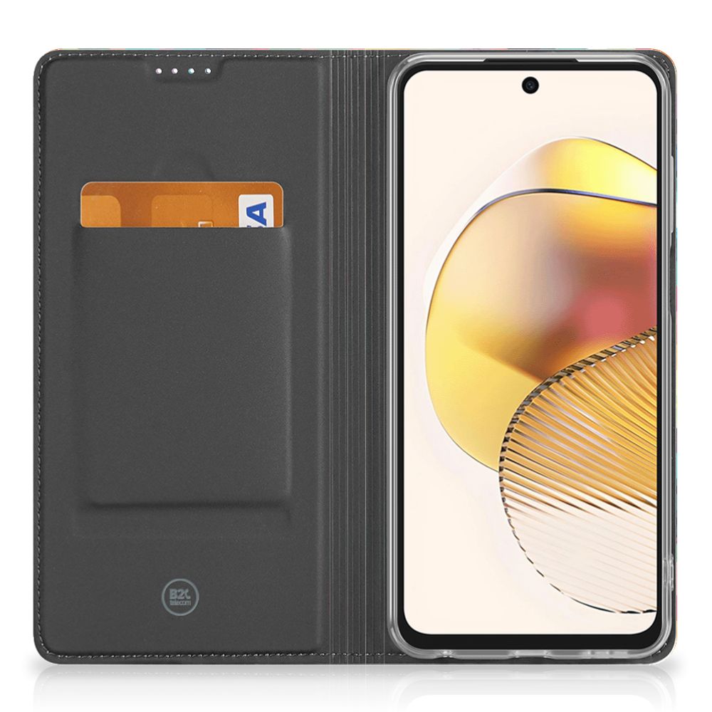Motorola Moto G73 Hoesje met Magneet Geruit