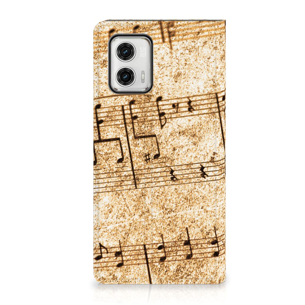 Motorola Moto G73 Stand Case Bladmuziek bladmuziek design achterkant