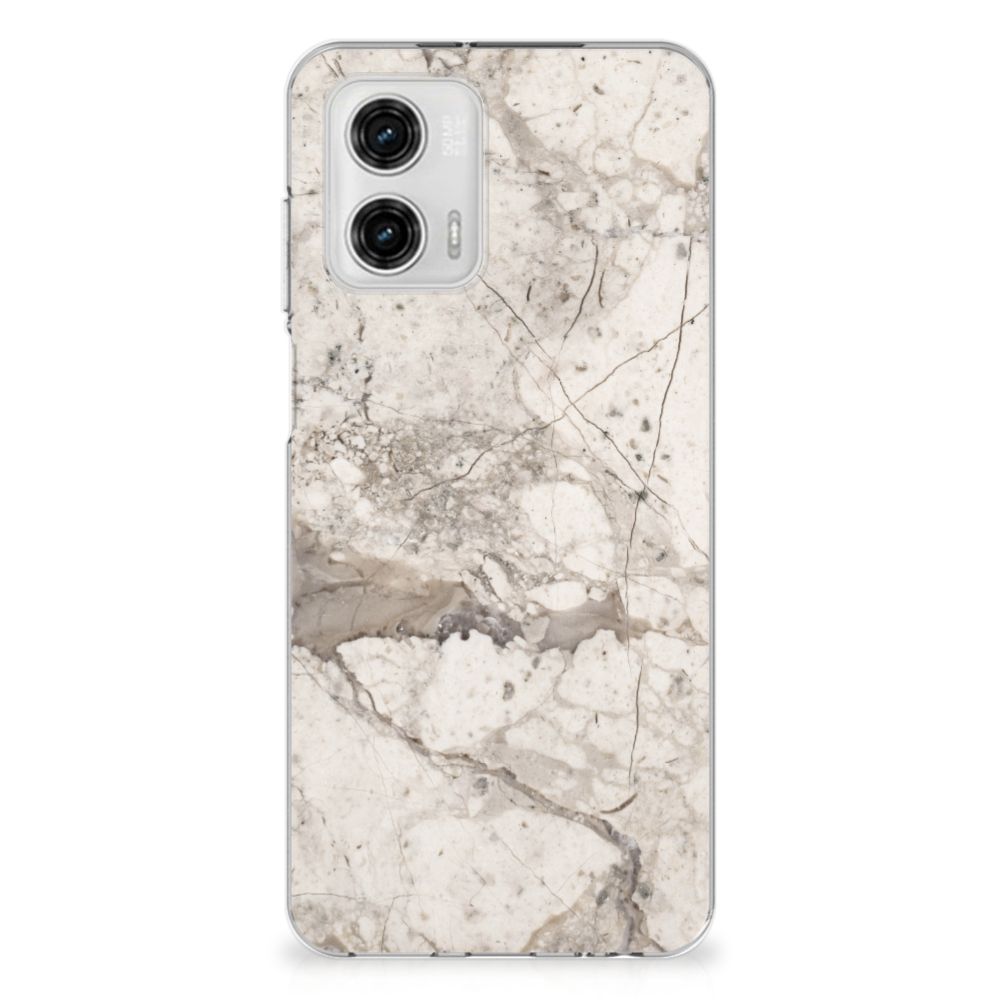 Motorola Moto G73 TPU Siliconen Hoesje Marmer Beige achterkant