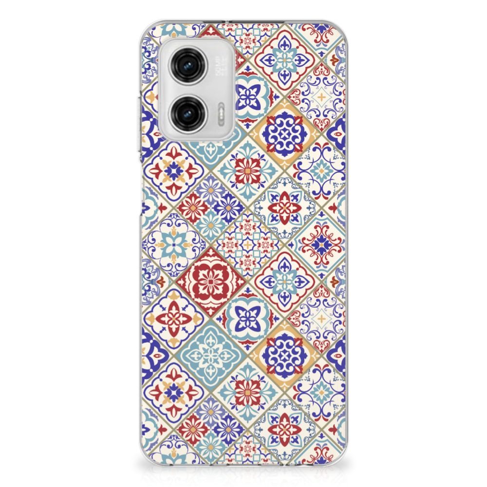 Motorola Moto G73 TPU Siliconen Hoesje Tiles Color design front